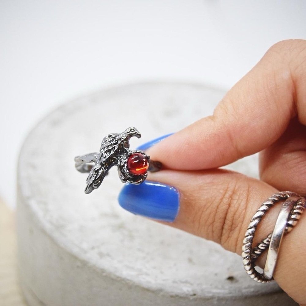 Gothic Raven Statement Ring - Picture 3 of 5